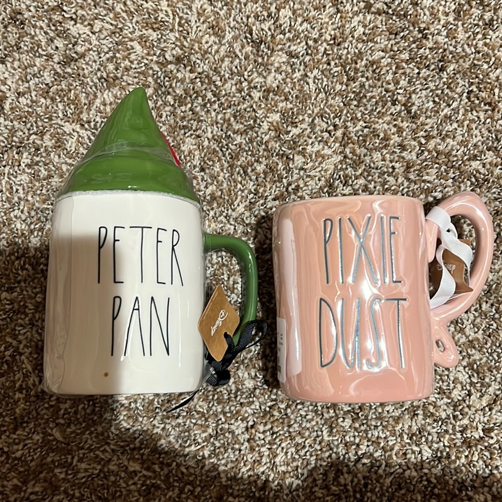 RAE DUNN PETER PAN AND TINKERBELL MUGS NWT